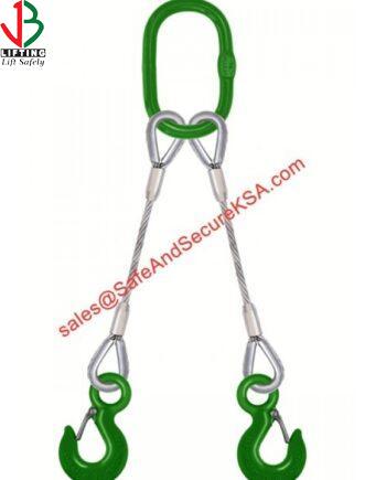 TWO LEG STEEL WIRE ROPE SLING WITH EYE SLING HOOK