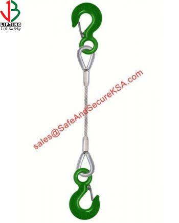 ONE LEG STEEL WIRE ROPE SLING - EYE SLING HOOK TO EYE SLING HOOK