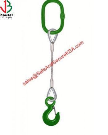 ONE LEG STEEL WIRE ROPE SLING MASTER LINK TO EYE SLING HOOK WITH SAFETY LATCH